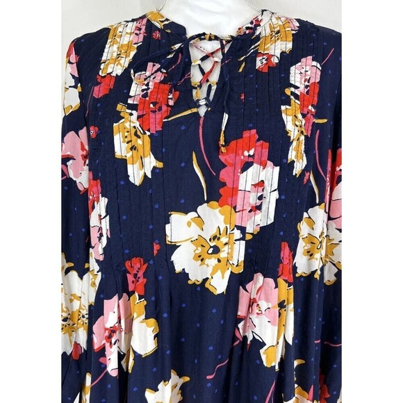 Old Navy Pullover Navy Multi Color Floral Print Swing Dress Size Medium (8/10) - Picture 12 of 13
